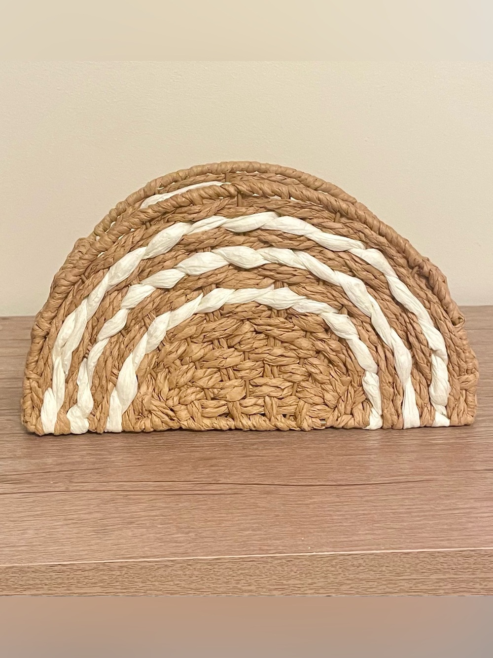 Target Playground Woven Wicker Rattan Rainbow Basket Napkin Holder Boho Decor